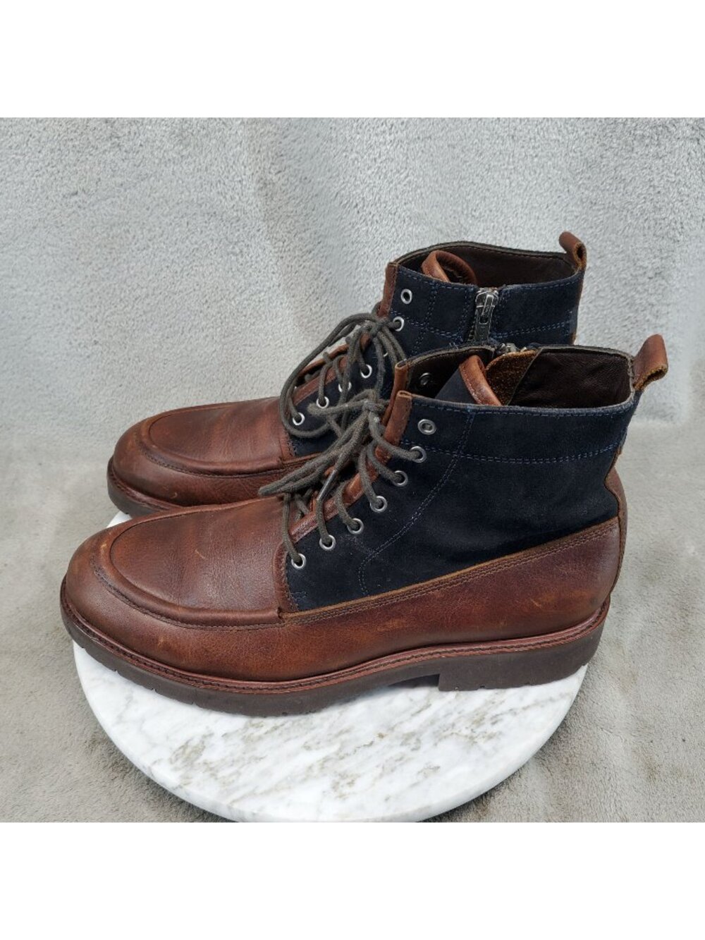 Johnston & Murphu Shoes Mens Size 8 Sanders Brown Black Leather Boots *Read*